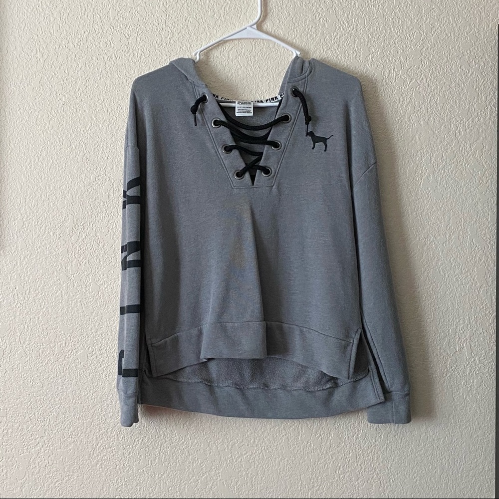 VS PINK Lace Up Lightweight Hoodie